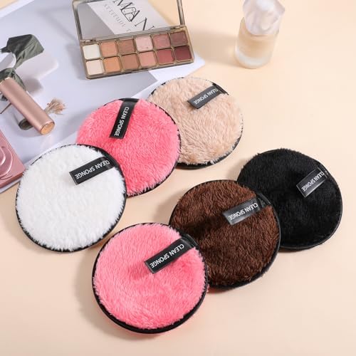 5 Pcs Reusable Cotton Rounds for Face Soft Makeup Remover Pads Washable Makeup Remover Cloth Double-Sided Reusable Makeups Removers Pads for Facial Cleansing 5 Colors - Image 7
