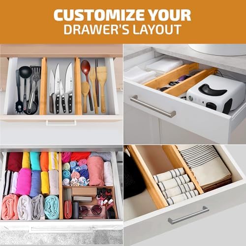 4-Pack Drawer Dividers 2.6-Inch High Dresser Drawer Organizer 16 to 22 Inch - Image 5