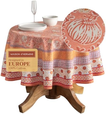 Maison d' Hermine Table Cloth Round Table Reusable 100% Cotton 69" Diameter by MaisondHermine