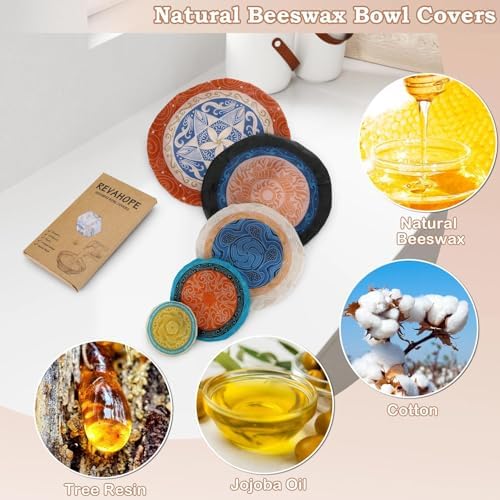 5Pcs Reusable Beeswax Elastic Bowl Covers for Bread Proofing and Food Cover - Image 3
