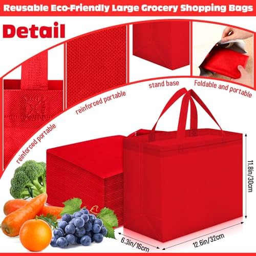 Windyun Reusable Grocery Bags Non Woven with Handles - Image 3