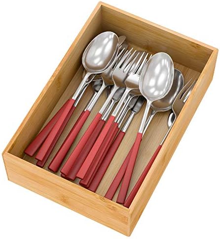 Bamboo Kitchen Drawer Organizer 9"x 6", Storage Box for Utensil Organizer by Bambloom