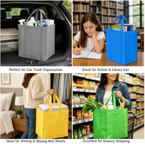 FF Sgdfc14 Pack Reusable Grocery Totes, Heavy Duty with Reinforced Handles, Foldable Large Capacity for Shopping (Multicolor) - Image 7