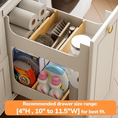 BAMEOS 4" High Bamboo Drawer Dividers - Adjustable Small Drawer Organizer - Kitchen, Dresser, Bathroom, Bedroom & Office - 4-pack - Image 5