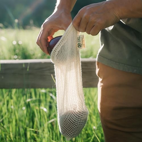 Simple Ecology Reusable Produce Shopping and Storage Bags, Drawstring, Washable Organic Cotton Mesh, Medium 3 pack - Image 2
