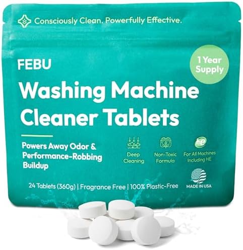 FEBU Washing Machine Cleaner Tablets, Made in USA, Deodorizer, 24 Tablets by FEBU