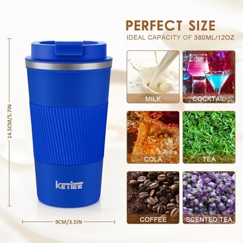 KETIEE Travel Coffee Mug 12oz: Insulated Travel Mug with Leakproof Lid - Image 6