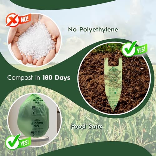10-13 Gallon Compostable Trash Bags with Handles Tie 30 Bags Biodegradable Garbage Bags Food Scrap Green Waste Bags Thick 0.87 Mil 49.21 Liter ASTM D6400, US BPI and OK Compost Home Certified - Image 4