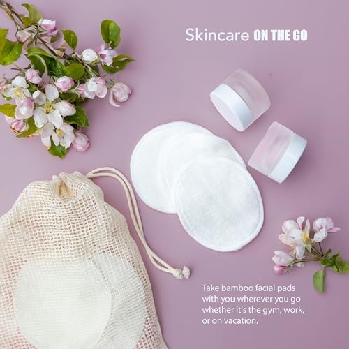 20-Piece Reusable Organic Bamboo Cotton Pads (70% Bamboo, 30% Cotton), Eco-Friendly with Washable Laundry Bag and Round Storage Box, for All Skin Types - Image 5