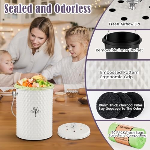 AOSION Countertop Kitchen Odorless Compost Bin with Removable Inner Bucket - Image 3