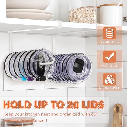 2 Pack Tumbler Lid Organizer, Versatile Storage Holds 20 Lids, Round&Flat - Image 2