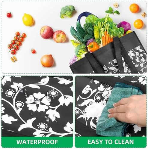 Reusable Grocery Bags Foldable Tote Bags bulk Shopping Bags 10-Pack, Black - Image 4