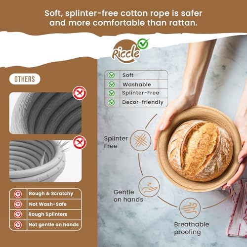 RICCLE Sourdough Starter Kit, Banneton Bread Proofing Basket Set, 2 Baskets - Image 2