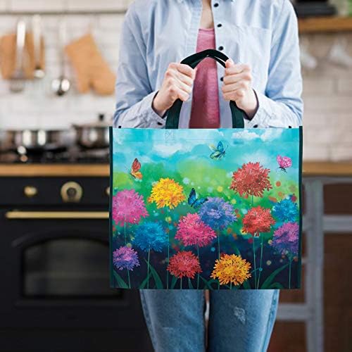 NymphFable Floral Garden Shopping Bags, 6 Pack Reusable Grocery Bag 50LBS - Image 6