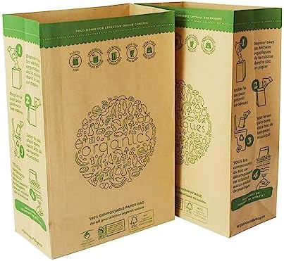 HYTREND-Kitchen Food Waste Bag-120 Bags-%100 Compostable paper Bag - Leak Resistant - Small-Certified by BNQ and BPI,CMA-I,CMA-W by HYTRENDkitchenwastebag