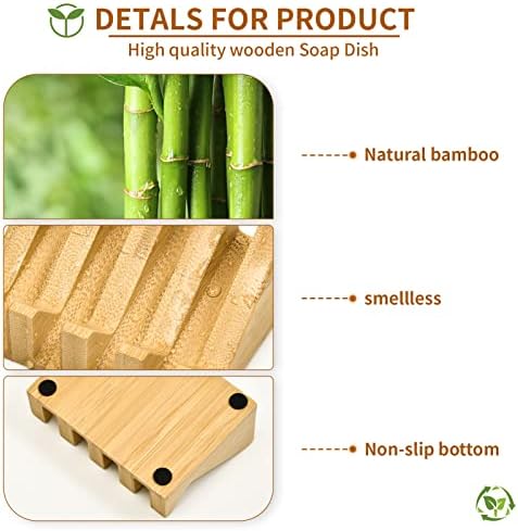 Bamboo Soap Dish Wooden Bar Soap Holder Saver for Shower,1 Pack - Image 4