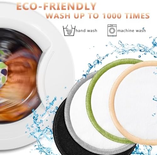 Foaincore 40 Pcs Reusable Makeup Remover Pads with Mesh Storage Bag and Bamboo Box Washable Bamboo Cotton Rounds Soft Reusable Face Pad for Toner Skin Various Skin Care Products(Integrated Color) - Image 6