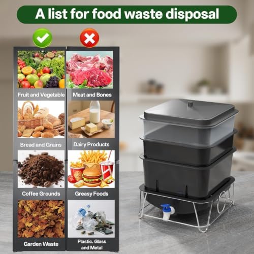 3-Tray 15L Worm Farm,Indoor Worm Compost Bin for Kitchen Food Waste - Image 6