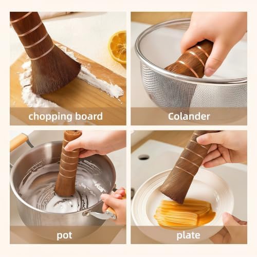 Palm Fiber Pot Brush, Natural Coconut Dish Brush, Hand Woven Palm Cleaning Brush, Non Scratch Nonstick Pan Cleaning Brush, Eco Friendly Plastic Free Kitchen Scrubber for Cookware Wok Plates - Image 3