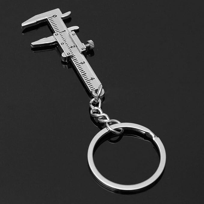 Nekoki Mini Key Chain Tool Movable Vernier Caliper Ruler Sliding Key Holder Rings Keychain Tools Cool Keychain Gift Ideas for Men Women