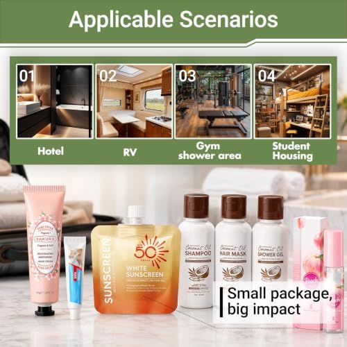 57PCS Travel Essentials Set with Toothpaste,Lip Mask,Eye Patches,Shower Gel,Shampoo for Everyday Essentials and Vacation,Convenient Travel Size Toiletries Kit for Men Women - Image 6