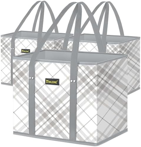 BALEINE 3PK Reusable Grocery Bags, Heavy Duty Shopping Tote Bag by BALEINE
