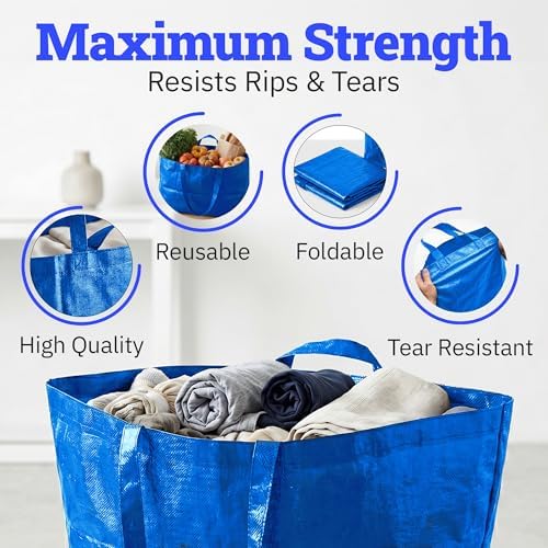 DURASACK Haul-It-All Extra-Large Reusable Shopping Bag, Blue, Pack of 4 - Image 3
