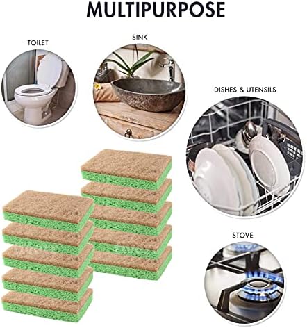 SCRUBIT Natural Sponges - 10 Pack Biodegradable Compostable Cellulose and Coconut Natural Sponges for Dishes, Eco Friendly Non Toxic Kitchen Sponge - Image 4