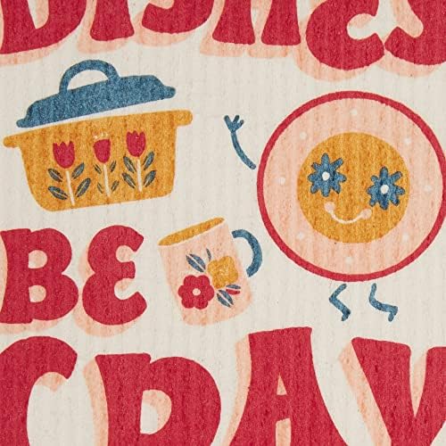 DII Swedish Dishcloths for Kitchen & Cleaning, Reusable, Machine Washable & Dishwasher Safe, Biodegradable, 7.75 x 6.75, Dishes Be Cray - Image 4