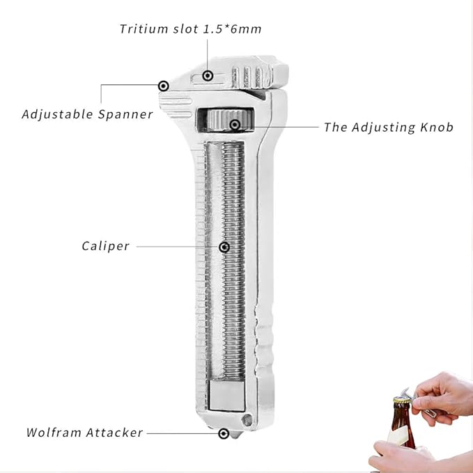 2pcs Compact Titanium Multi-Tool, Mini Keychain EDC Tool with Adjustable Wrench & Bottle Opener for Everyday Carry, Outdoor Camping, Hiking & Emergency Prep