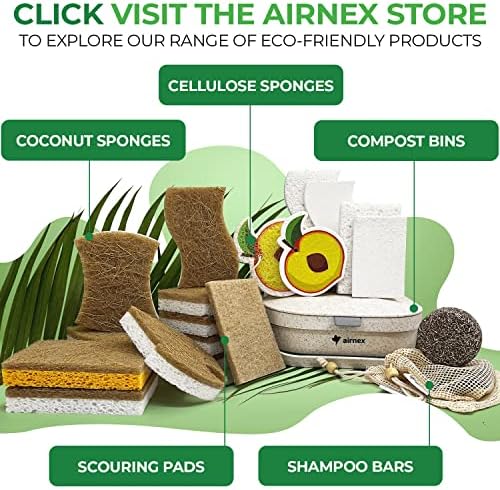 AIRNEX Natural Kitchen Sponges Pack of 18 - Biodegradable Cellulose and Coconut Husk Walnut Scrubbers - Odor Free Non Scratch - Eco Friendly Quick Drying Dishwashing Sponges - Image 6