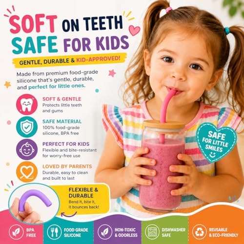 Reusable Silicone Straws for Tumblers, Smoothies & Kids Drinks – 15 Pack Flexible BPA-Free Drinking Straws with 2 Cleaning Brushes – Soft on Teeth & Lips – Fits 20oz & 30oz Tumblers - Image 2