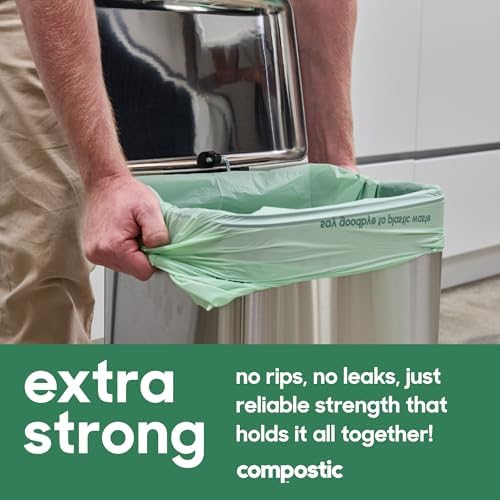 Compostic Compostable Trash Bags, 3 Gallon Small Bathroom & Office (100 Count) Bulk Pack — Extra Strong, Home Compostable, Plant-Based, Non-Toxic Garbage Bags - Image 4