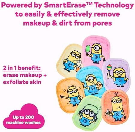 The Original MakeUp Eraser 7-Day Set, Erase All Makeup With Just Water, Including Waterproof Mascara, Eyeliner, Foundation, Lipstick, Sunscreen, and More! (Minions), 7ct. - Image 3