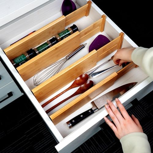 Utoplike Bamboo Drawer Organizer, 4" H Dresser Drawers Dividers for Clothes - Image 5