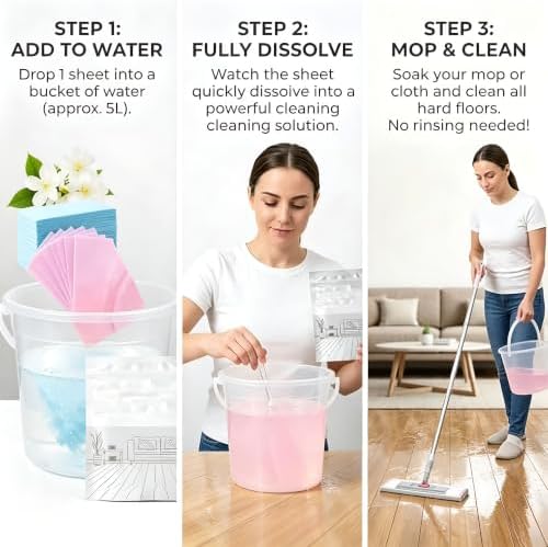 Floor Cleaning Tablets 100 Count Dissolvable Sheets for Hardwood Tile Laminate Vinyl Concentrated Deep Solution Space Saving Mop Refills Meets everyday needs - Image 5