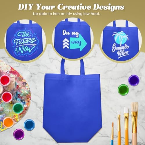 Reginary 100 PCS Non Woven Tote Bags Bulk,Blue - Image 7