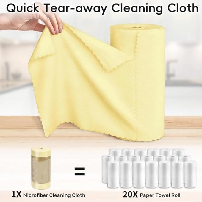 30-Pack Microfiber Cleaning Cloths Roll,Reusable Paper Towels Tear Away Cloth,Dry Wet Use Absorbent Fast-Drying Dish Towels for Home,Kitchen,Car Window,Glass Surfaces