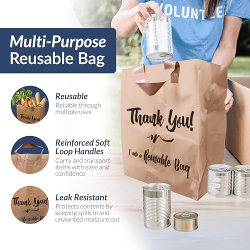 Reli. Reusable Plastic Shopping Bags, 250 Pack, 2 Mil Brown Grocery Bags - Image 2