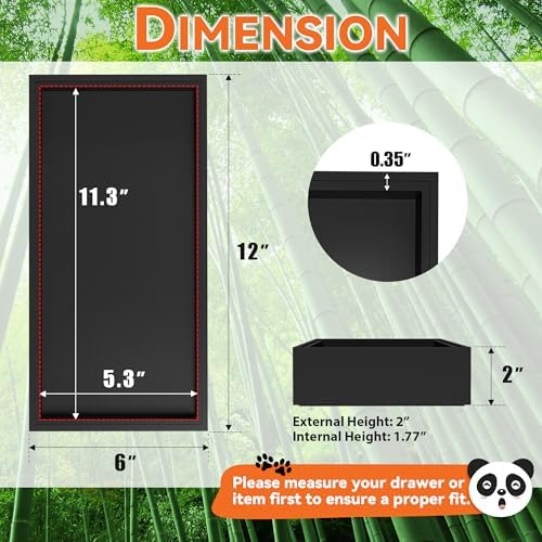 Lixple Bamboo Kitchen Drawer Organizer, 2 Pack, 12" x 6" x 2", Black - Image 2