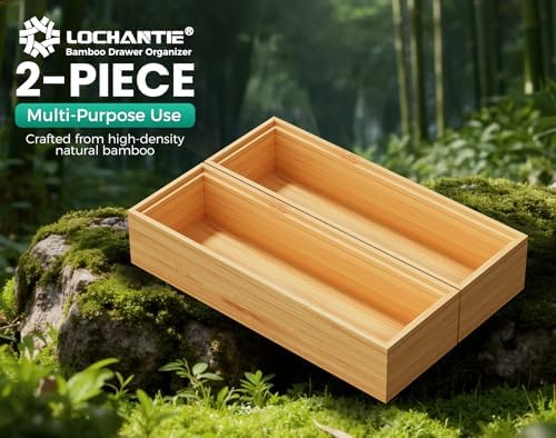 Bamboo Kitchen Drawer Organizer Boxes 9" x 3" Stackable Wooden Organizers - Image 6
