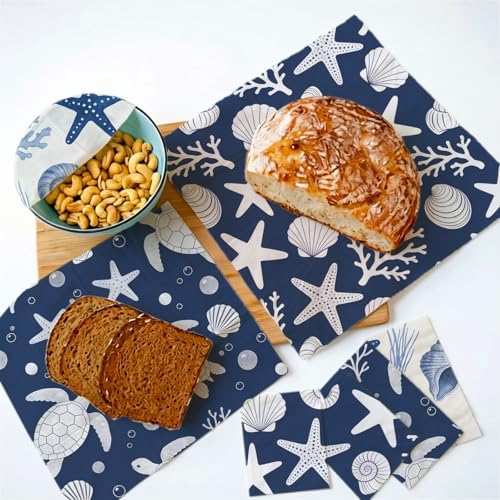 Reusable Beeswax Wraps, Sea Turtle&Starfish Shell Wraps, 9 Pack Eco-Friendly Food Storage, Organic, Sustainable, Zero Waste, Plastic-Free, Sandwich, Bowl, Fruit, 1XL, 3M, 5S - Image 4