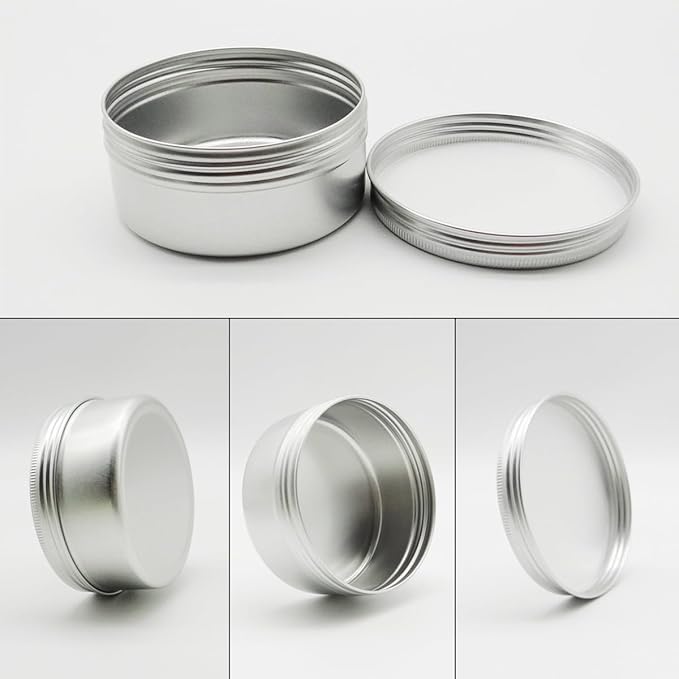 6pcs 150ml Aluminum Tin Jars with Screw Cap Lids, Empty Refillable Makeup Lip Balm Containers Round Travel Jars Cosmetics Pots Metal Cans for DIY Crafts Salve Cream Candle Powder Tea Beads
