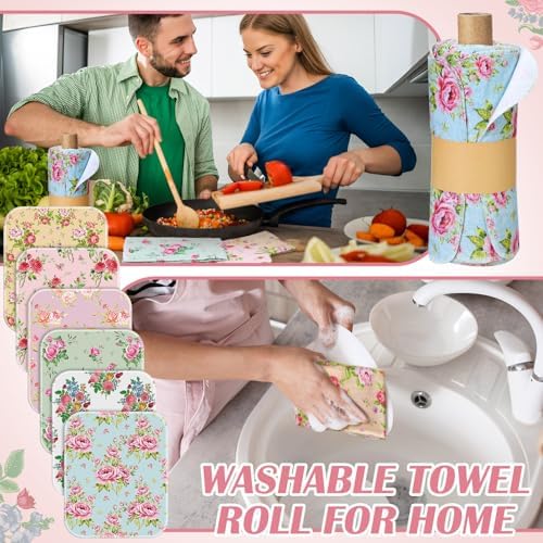 36 Pack Reusable Kitchen Cloths Cotton Towels, Countryside Flowers - Image 6