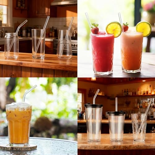 ALINK 10 Pack Reusable Clear Straws for Stanley 20 oz 14oz Tumbler, Tritan Hard Plastic Straws for Yeti Rtic 30oz 25 oz 26 oz 20 oz Tumbler, Mason Jar 16oz Venti Cup with Brush - Image 5
