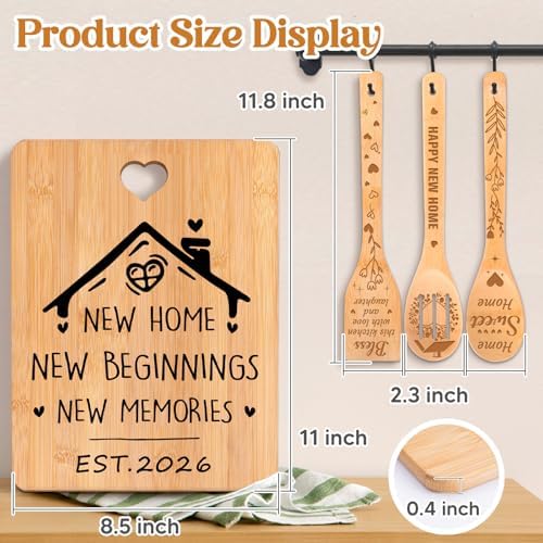 House Warming Gifts New Home - "New Home, New Beginnings, New Memories" Engraved Bamboo Housewarming Gifts New Home Cutting Board Set, 2026 House Warming Gifts. - Image 5