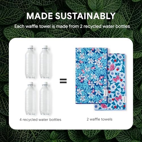 RECYCO Waffle Kitchen Towel Set of 2 - Quick Dry Microfiber Sustainable Dish Towels - Absorbent Reusable Cleaning Tea Towels - Lightweight Hand Towels,16”x 28”, Cloud Blue - Image 6