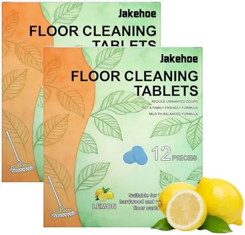 2Packs Floor Cleaner Tablets,Hard Floor Cleaner Tablets,Pre Measured Dissolvable Cleaning Solution, For Hardwood, Fresh Lemon Scent, Compatible with Robot Mops & Wet/Dry Vacuums (12pc) by Unknown