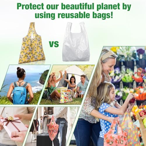 Eccliy 24 Pcs Reusable Grocery Bags Shopping Bags Foldable, Fruits Style - Image 6