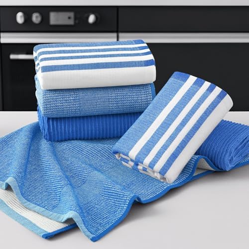 Homaxy Cotton 380 GSM Premium Kitchen Towels, 18"x 28", 6 Pack, Blueberry - Image 5